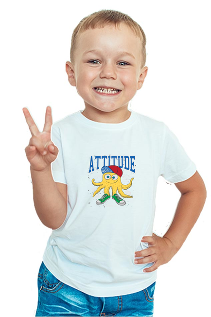 White Attitude Octopussy T-Shirt for Boys