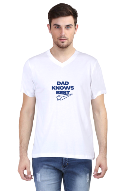 White Dad Knows Best V-Neck T-shirt for Men