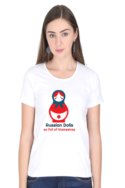 Russian Dolls White T-Shirt for Women
