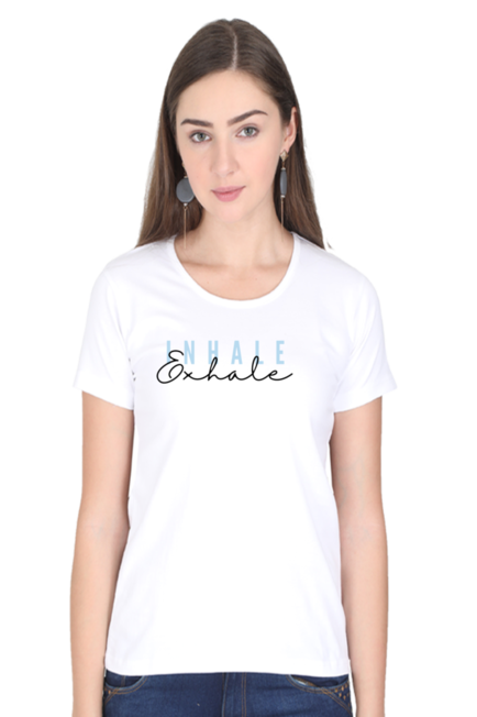 White Yoga Inhale Exhale T-shirt for Women