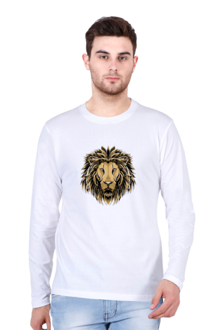 White Hydro Lion Men's Full Sleeve T-Shirt