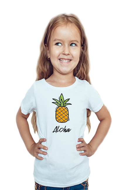 Pineapple Aloha White T-Shirt for Girl