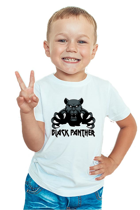 Black Panther White T-Shirt for Boys