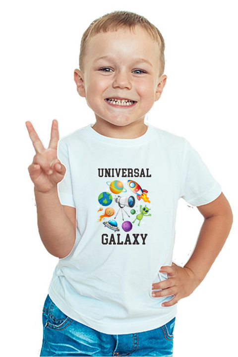 Universal Galaxy White T-Shirt for Boys