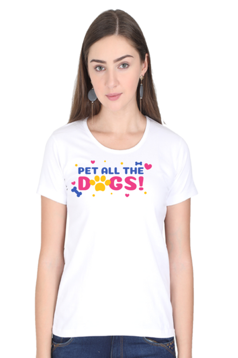 White Pet All The Dogs T-Shirt for Women