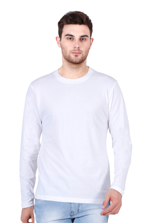 Plain White Round Neck Full Sleeve T-Shirt for Men