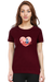 Owls in Love Valentine T-Shirt for Women - Maroon 