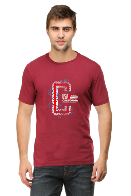 USA California Maroon T-Shirt for Men