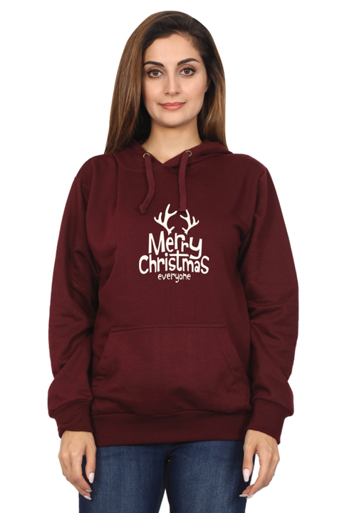 Merry Christmas Everyone Sweatshirt Hoodies for Women - Maroon