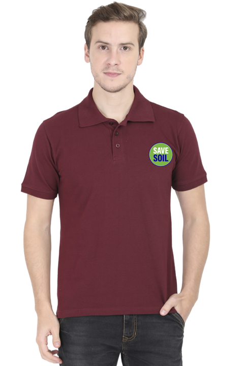 Save Soil Polo T-shirt for Men - Maroon