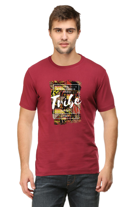 Ethnic Chic Tribe Maroon T-Shirt for Men