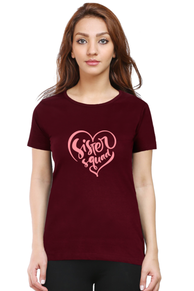 Raksha Bandhan Sister Squad Maroon T-Shirt for Women