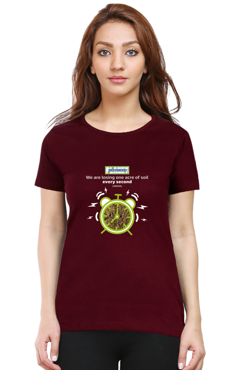 Losing Soil Every Second T-shirt for Women - Maroon