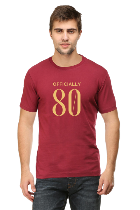 Officially Eighty T-Shirt for Men - Maroon