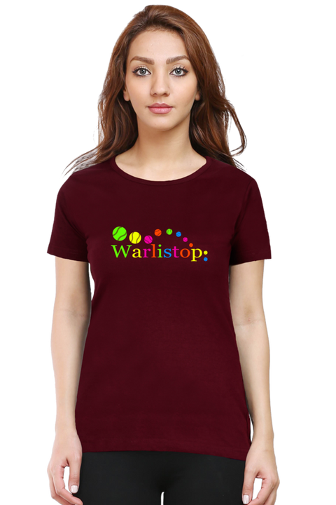 Warlistop Baseball Maroon T-Shirt for Women