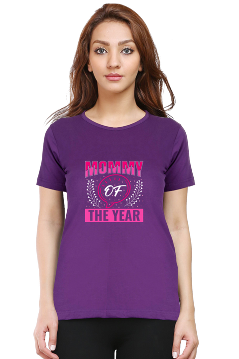 Mommy of the Year Purple T-Shirt for Women
