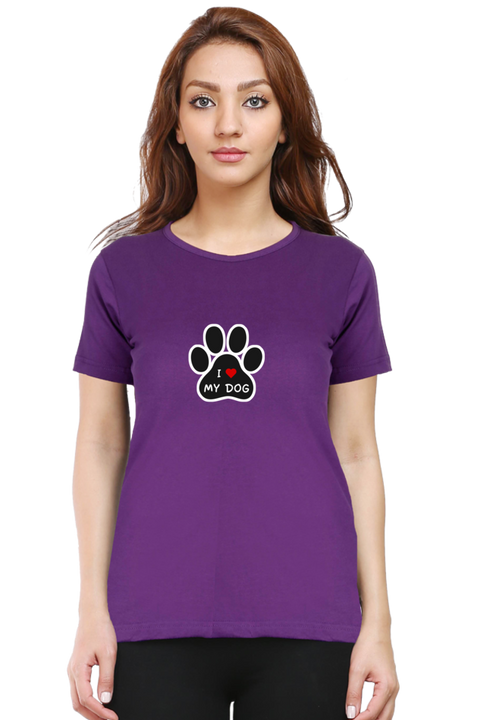 I Love My Dog Purple T-shirt for Women