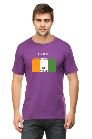 United We Stand Independence Day Purple T-Shirt for Men