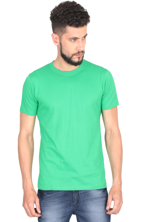 Light Green Men Plain T-Shirts