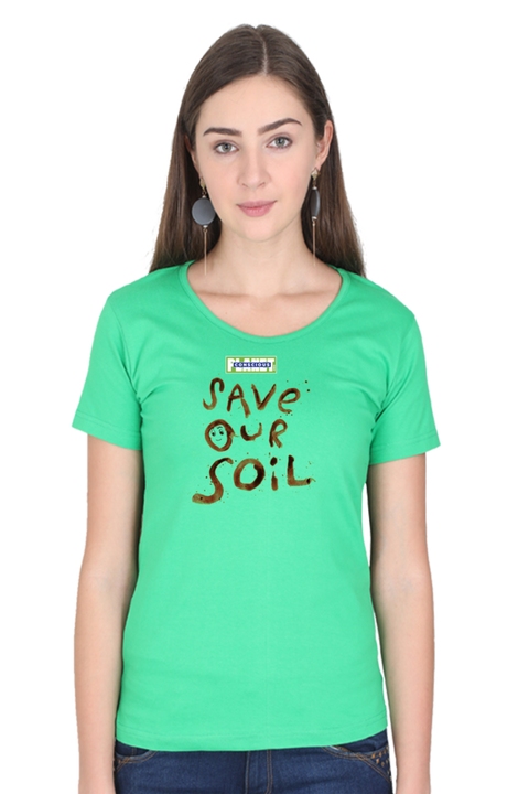 Save Our Soil T-Shirt for Women - Flag Green