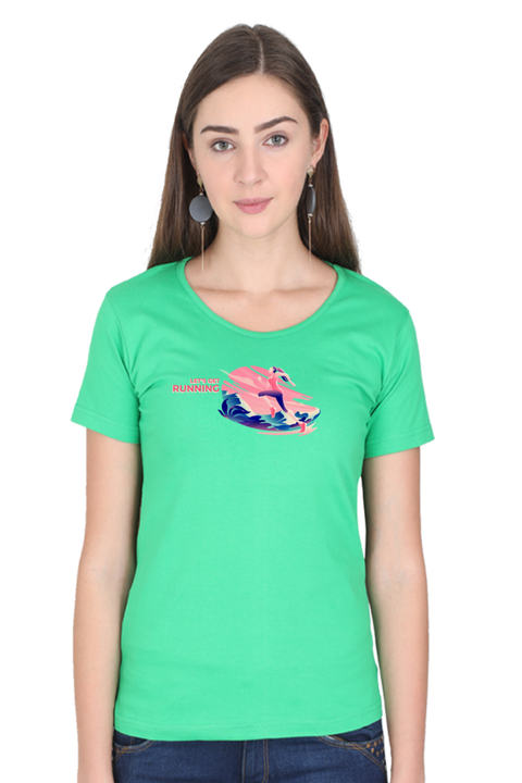 Let's Get Running Light Green T-Shirt for Women 