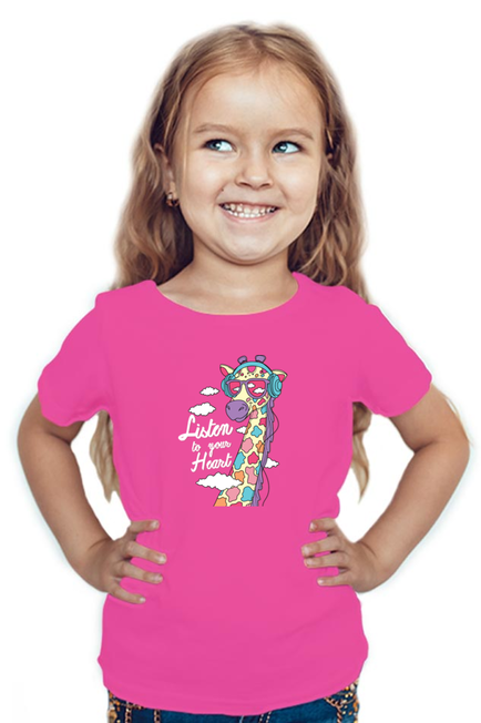 Pink Giraffe Listen to your Heart T-shirt for Girls