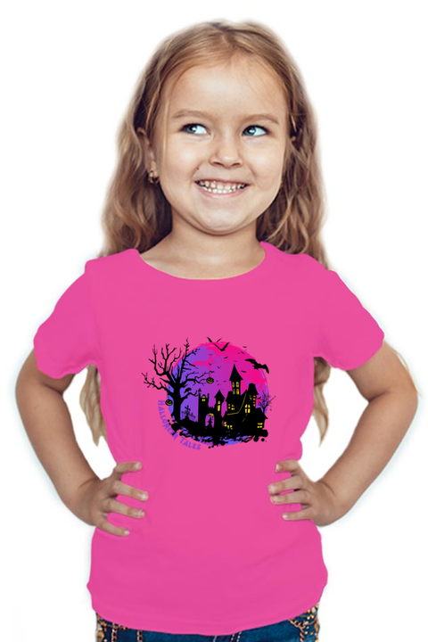 Halloween Haunted House Pink T-Shirt for Girls