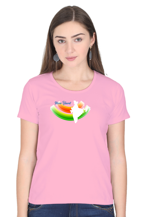 India in Rainbow Colours T-Shirt for Women - Pink
