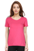 Pink Plain Half Sleeves T-Shirt for Women