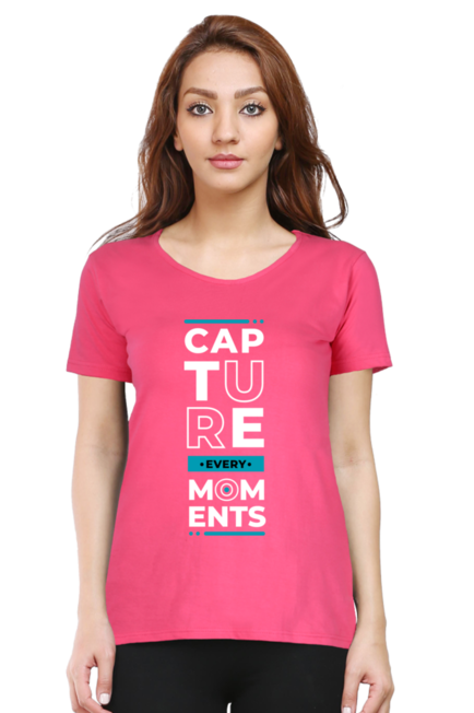 Capture Every Moment Pink T-Shirt for Women