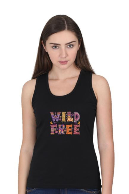 Wild And Free Black Tank Top for Women