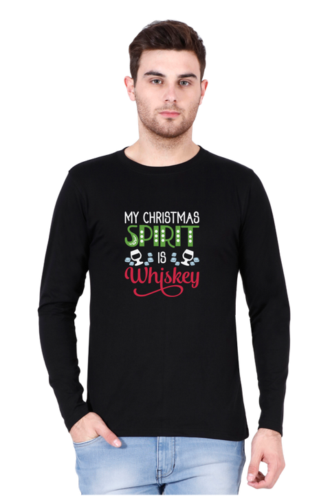 My Christmas Spirit Black Full Sleeve T-Shirt for Men