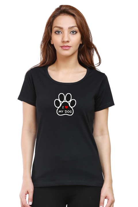 I Love My Dog Black T-shirt for Women