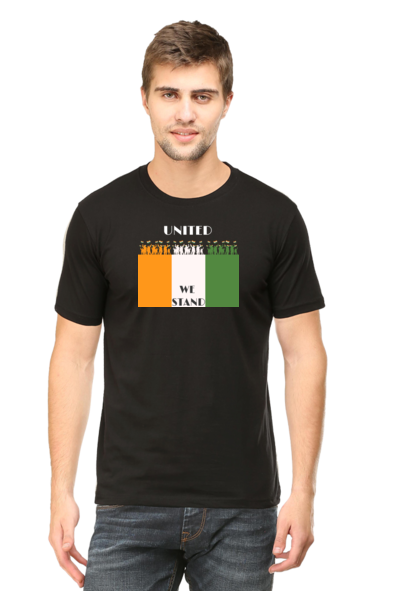 United We Stand Independence Day Black T-Shirt for Men