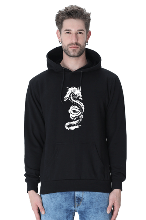 White Dragon Tattoo Unisex Sweatshirt Hoodies in Black