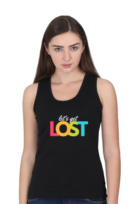 Black Let's Get Lost Tank Top for Women