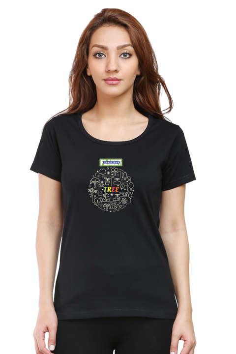 Soil and Tree Cycle T-shirt for Women - Black
