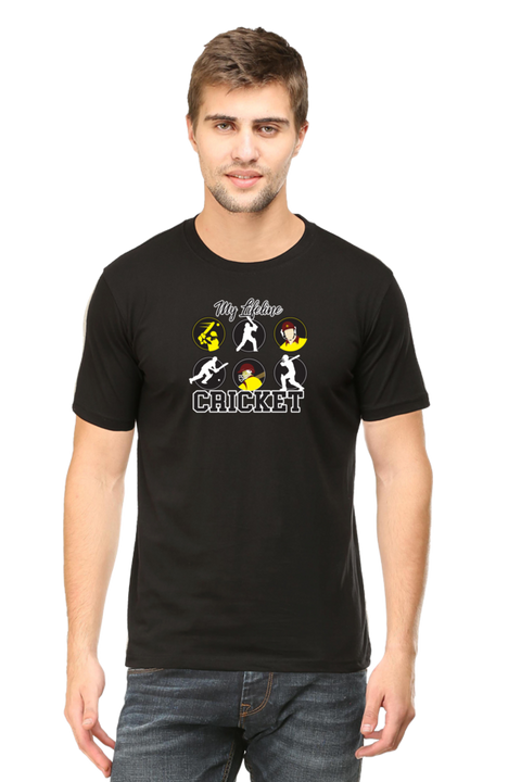 My Lifeline Cricket Black T-Shirt for Men