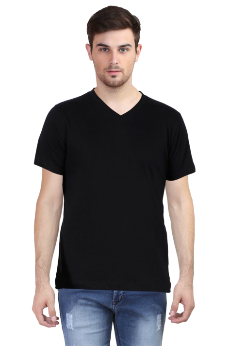 Plain Black V-Neck T-shirt for Men