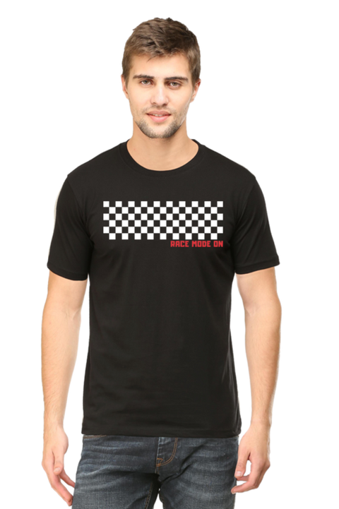Race Mode On Black Sports T-Shirt for Men