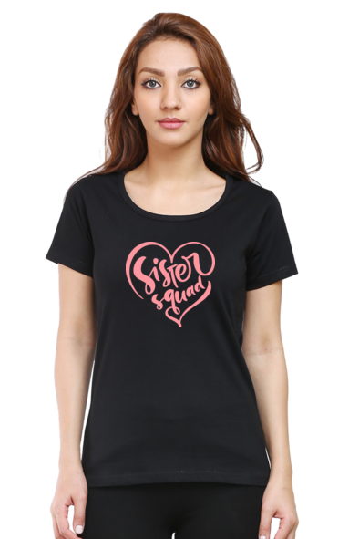 Raksha Bandhan Sister Squad Black T-Shirt for Women