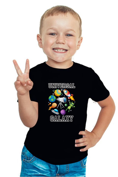 Universal Galaxy Black T-Shirt for Boys