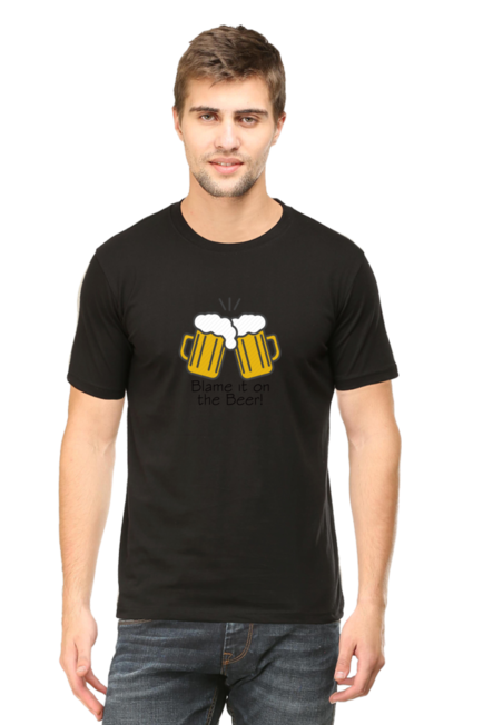 Black Blame it on the Beer T-Shirt for Men