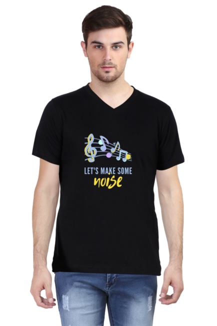 Black Lets Make Some Noise V-Neck T-Shirt for Men