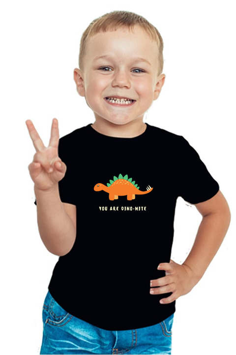 Black Funny Dinosaur T-shirt for Boy