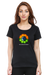 Independence Day Floral Black T-Shirt for Women