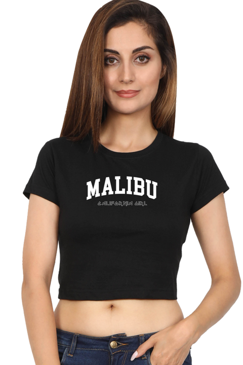 Malibu California Girl Crop Top for Women - Black