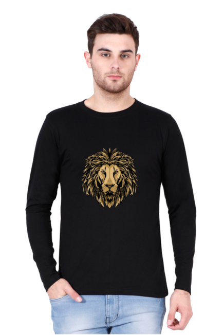 Black Hydro Lion Men's Full Sleeve T-Shirt