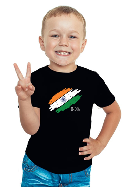 Indian Flag T-shirt for Boys - Black