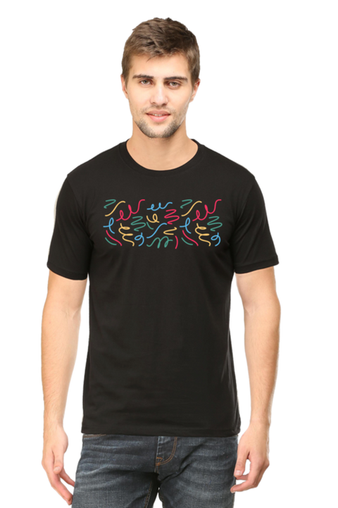 Black Crazy Streamers T-Shirt for Men